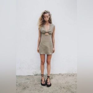Zara Linen Blend Cutout Mini Dress XS NWT